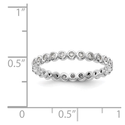 14K White Gold Polished 1/3ct Bezel Set Diamond Eternity Wedding Band Ring