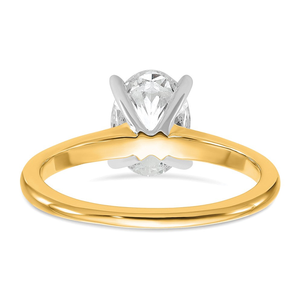14K Two-Tone Gold 1 1/2 carat Certified Lab Grown Diamond VS+ F+ Oval Complete Solitaire Engagement Ring