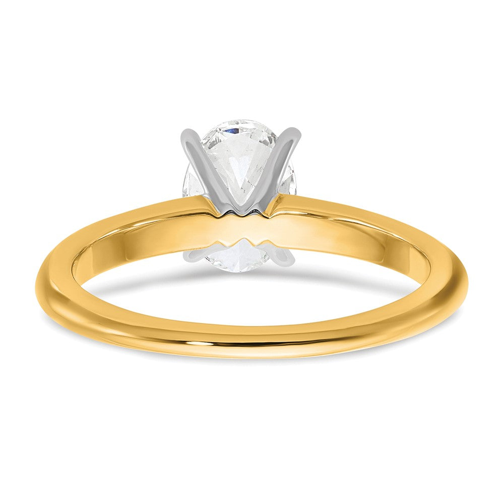 14K Two-Tone Gold 1 carat Certified Lab Grown Diamond VS+ F+ Oval Complete Solitaire Engagement Ring