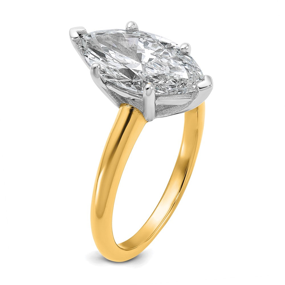 14K Two-Tone Gold Two-tone 3 carat Lab Grown Diamond VS+ F+ Marquise Solitaire Complete Engagement Ring