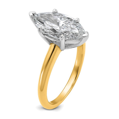14K Two-Tone Gold Two-tone 3 carat Lab Grown Diamond VS+ F+ Marquise Solitaire Complete Engagement Ring