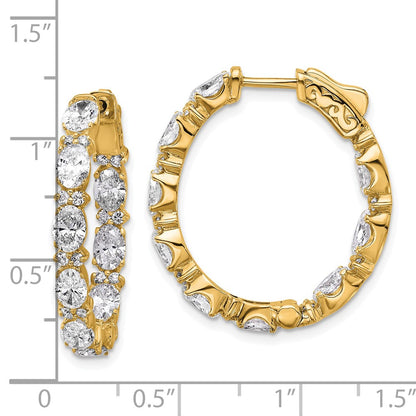 14K Yellow Gold 5 carat Lab Grown Diamond VS+ F+ Oval and Round Complete In and Out Hoop Earrings