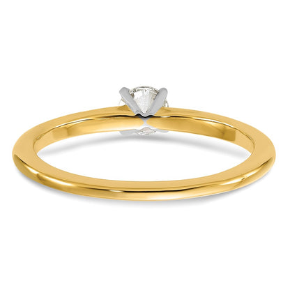 14K Two-Tone Gold 1/4 carat Certified Lab Grown Diamond VS+ F+ Round Complete Solitaire Engagement Ring
