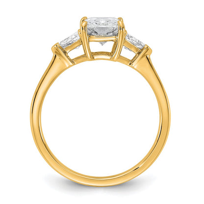 14K Yellow Gold 2 carat Certified Lab Grown Diamond VS/SI+ G+ Radiant and Triangle Complete Three Stone Engagement Ring
