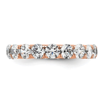 14K Rose Gold Polished Size 6 U-Shared Prong 3 carat Diamond Complete Eternity Wedding Band Ring