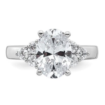 14K White Gold 3 carat Certified Lab Grown Diamond VS/SI+ G+ Oval Complete Three Stone Engagement Ring
