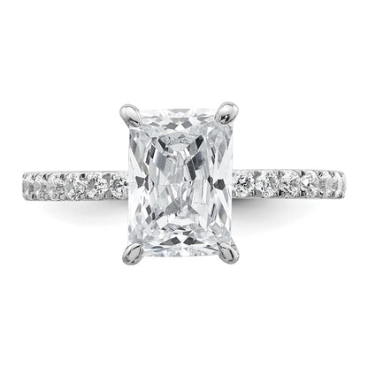 14K White Gold 2 3/8 carat Certified Lab Grown Diamond VS/SI+ G+ Radiant Complete Solitaire with Flair Engagement Ring