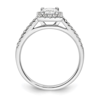 14K White Gold Halo Plus (Holds 1/2 carat (4.5mm) Princess Center) 1/3 carat Diamond Semi-Mount Engagement Ring