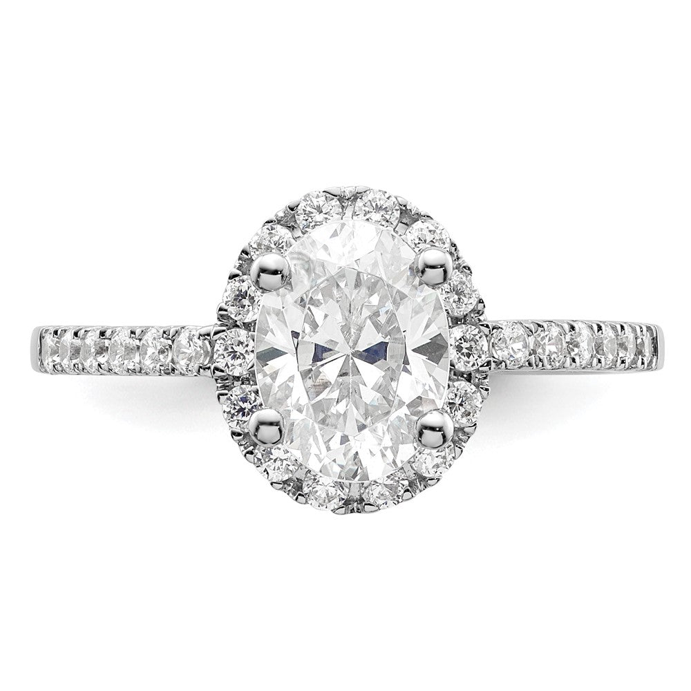 14K White Gold Halo Plus (Holds 1.25 carat (8.5x6.0mm) Oval Center) 3/8 carat Diamond Semi-Mount Engagement Ring