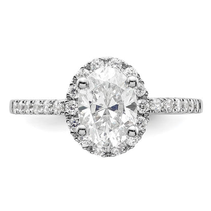 14K White Gold Halo Plus (Holds 1.25 carat (8.5x6.0mm) Oval Center) 3/8 carat Diamond Semi-Mount Engagement Ring