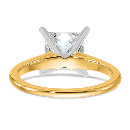 14K Two-Tone Gold Two-tone 2 1/2 carat Lab Grown Diamond VS+ F+ Princess Complete Solitaire Engagement Ring