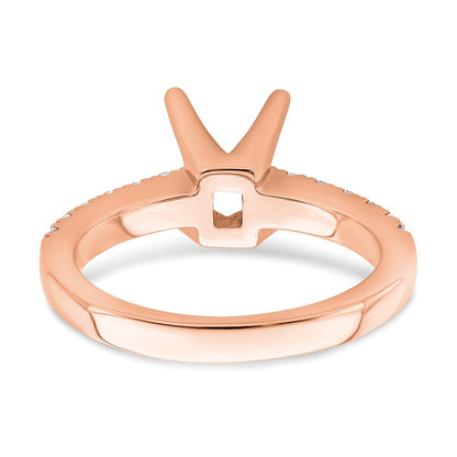 True Origin 14K Rose Gold 3/8 carat Lab Grown Diamond VS+ F+ Semi-Mount Princess Engagement Ring