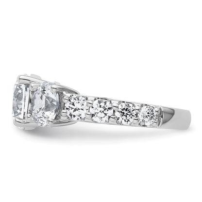 14K White Gold 5 carat Lab Grown Diamond VS/SI+ G+ Round Complete Three Stone Engagement Ring