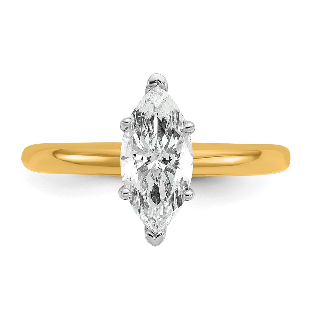 14K Two-Tone Gold Two-tone 1 carat Certified Lab Grown Diamond VS+ F+ Marquise Solitaire Complete Engagement Ring