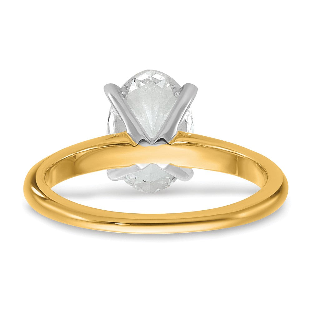 14K Two-Tone Gold 2 carat Certified Lab Grown Diamond VS+ F+ Oval Complete Solitaire Engagement Ring