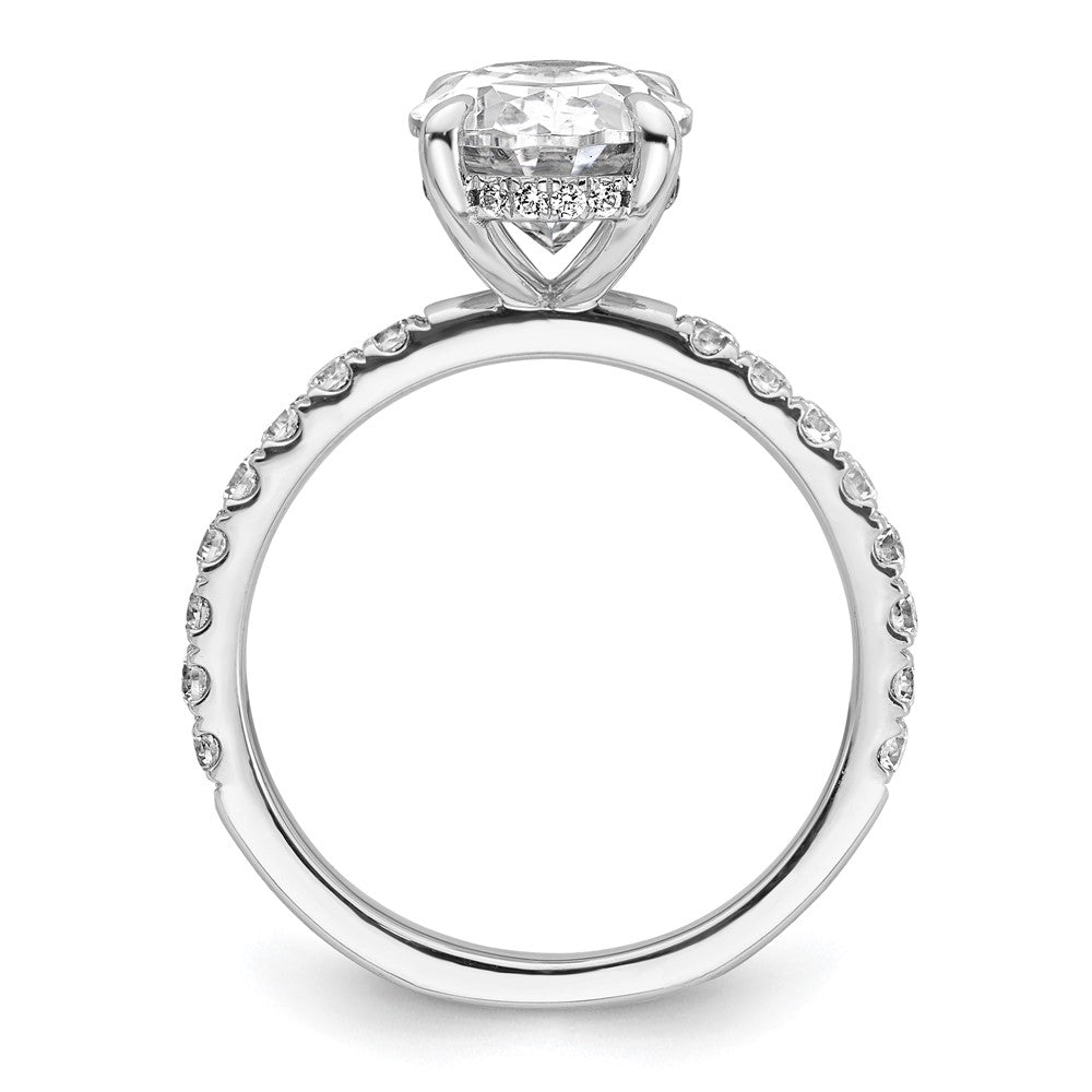 14K White Gold 3 1/2 carat Certified Lab Grown Diamond VS+ F+ Oval Complete Solitaire with Flair Engagement Ring