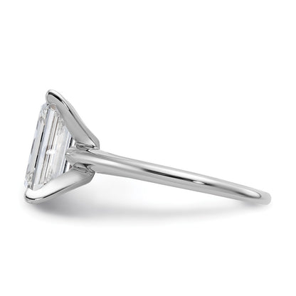 14K White Gold 3 carat Certified Lab Grown Diamond VS+ F+ Emerald Solitaire Complete Engagement Ring