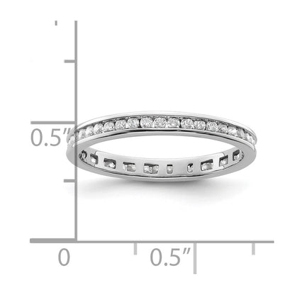14K White Gold Polished Size 8.5 Channel-set 1/2 carat Diamond Complete Eternity Wedding Band Ring