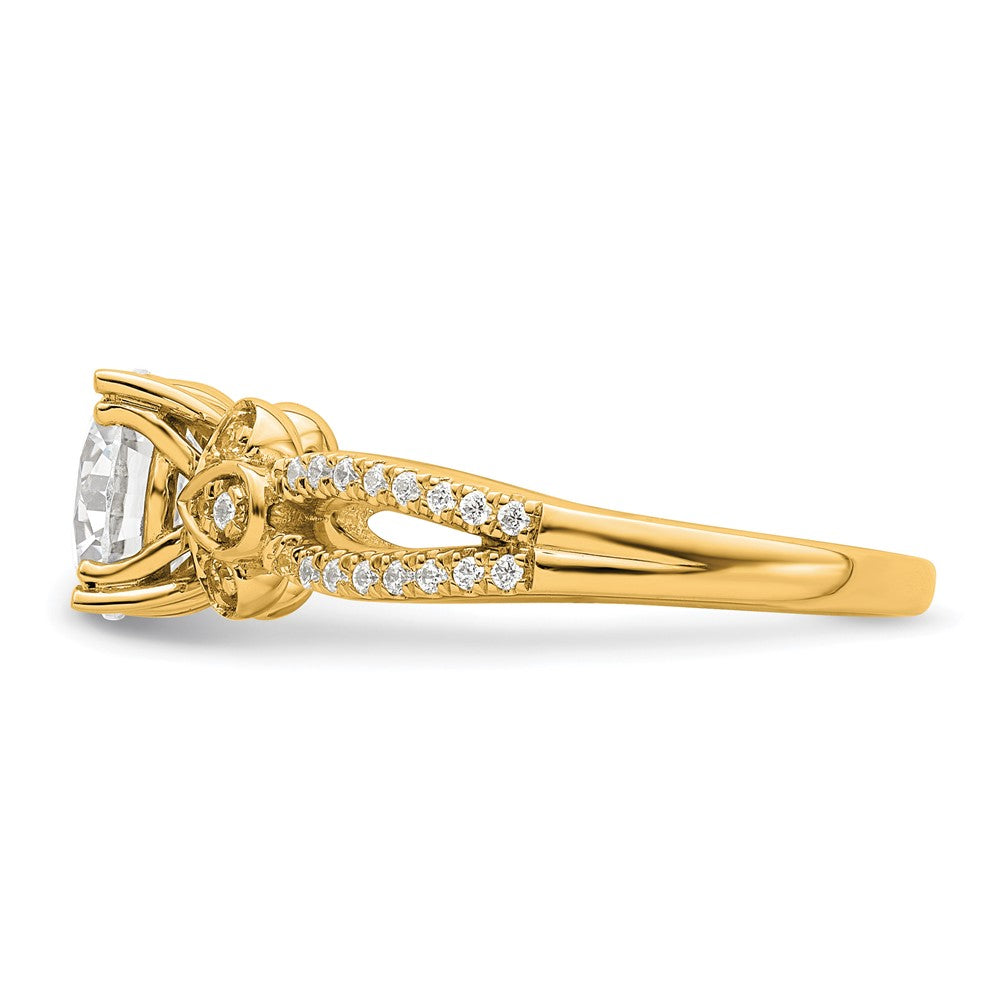 14K Yellow Gold Split Shank (Holds 1.5 carat (7.5mm) Round Center) 1/4 carat Diamond Semi-Mount Engagement Ring