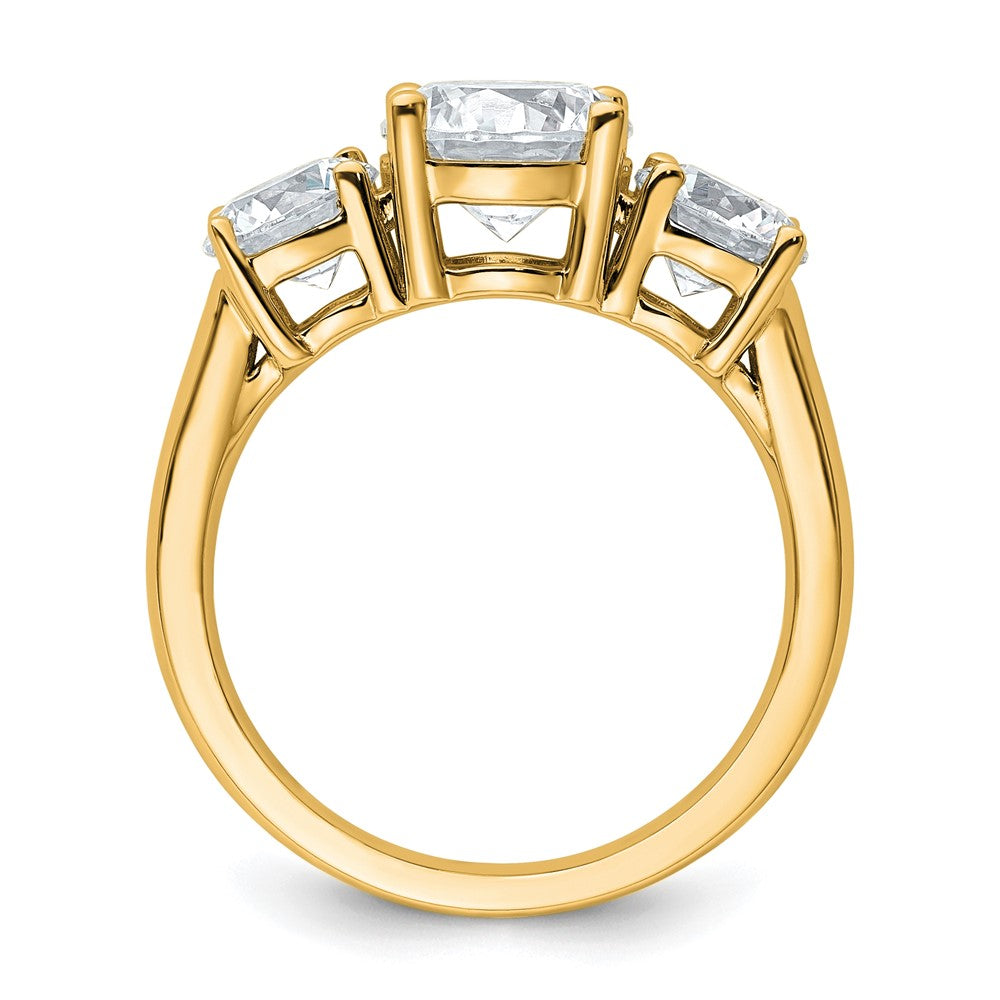 14K Yellow Gold 3 carat Certified Lab Grown Diamond VS+ F+ Three Stone Complete Engagement Ring