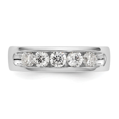 14K White Gold 5-Stone Diamond Channel Wedding Band Ring