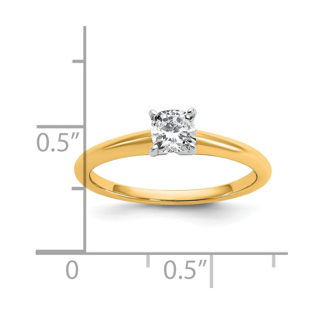 14K Two-Tone Gold Two-tone 1/2 carat Certified Lab Grown Diamond VS+ F+ Cushion Complete Solitiare Engagement Ring