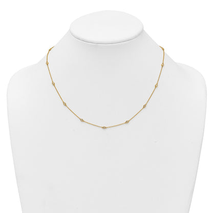 14K Yellow Gold Complete 1/4 carat Bezel-set Diamond and Cable Chain 15-Station 18 Inch Necklace