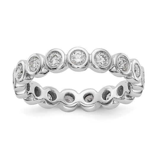14K White Gold Polished Size 7 Bezel-set 1 carat Diamond Complete Eternity Wedding Band Ring