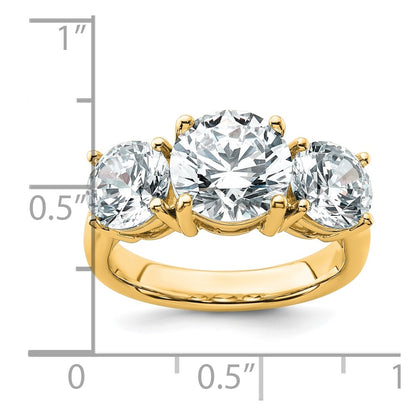14K Yellow Gold 5 carat Certified Lab Grown Diamond VS+ F+ Three Stone Complete Engagement Ring