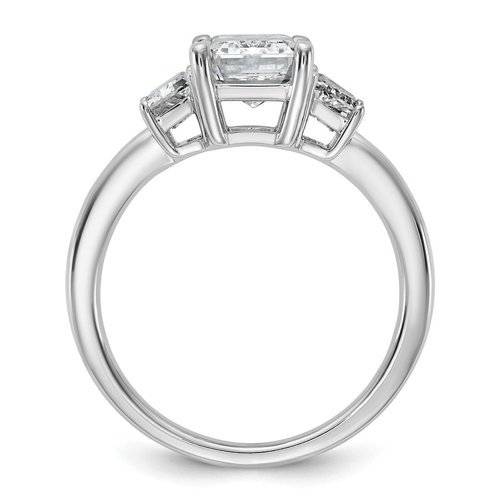 14K White Gold 2 3/4 carat Lab Grown Diamond VS+ F+ Complete Emerald and Trapezoid Engagement Ring