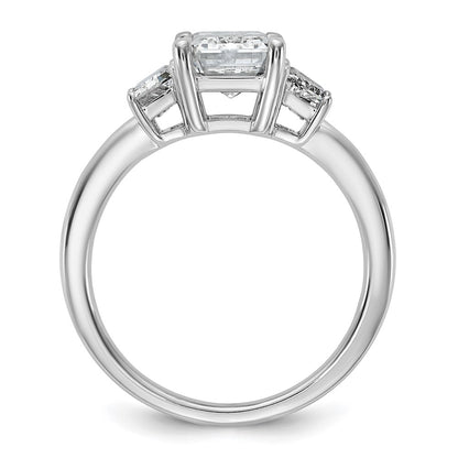 14K White Gold 2 3/4 carat Lab Grown Diamond VS+ F+ Complete Emerald and Trapezoid Engagement Ring