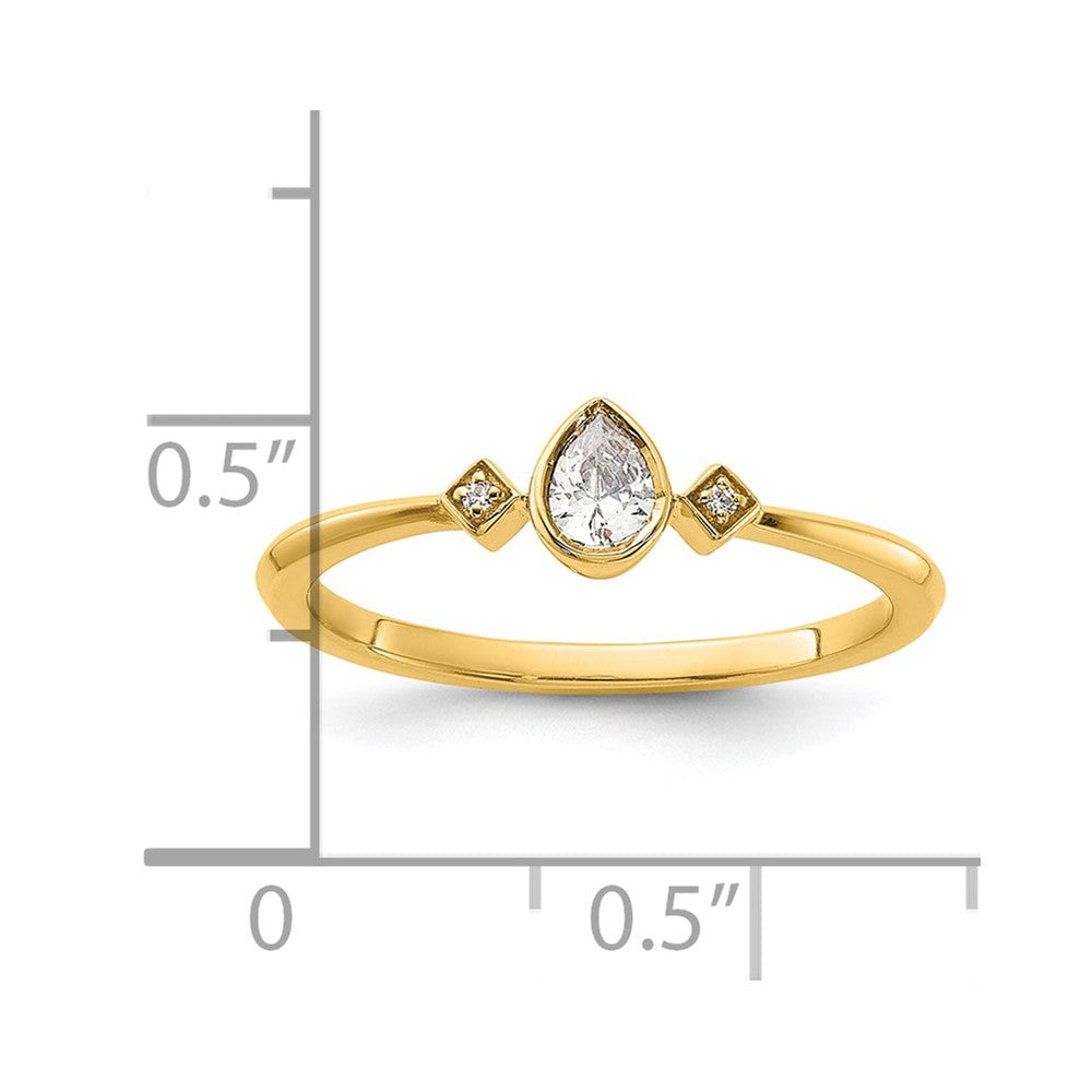 14K Yellow Gold Petite 3-Stone 1/15 carat Pear Diamond Complete Promise/Engagement Ring