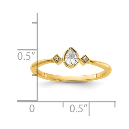 14K Yellow Gold Petite 3-Stone 1/15 carat Pear Diamond Complete Promise/Engagement Ring