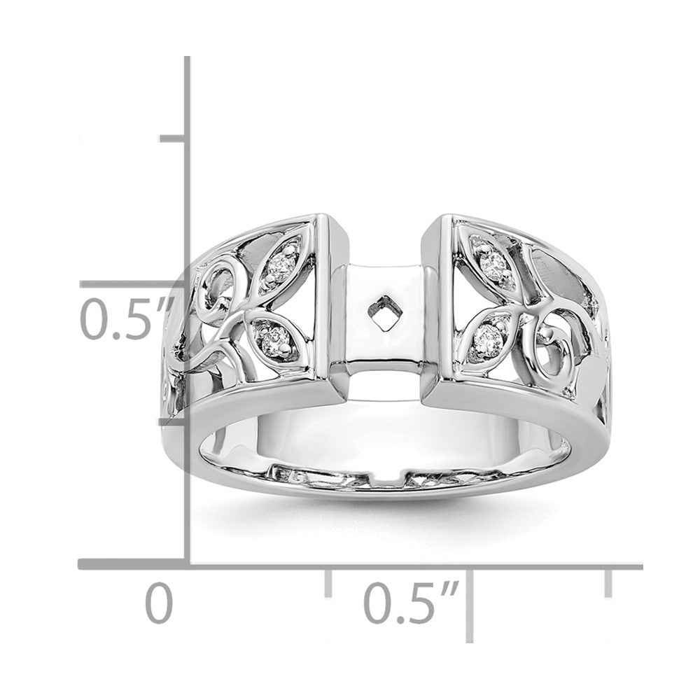 14K White Gold Leaf Design Peg Set 1/20 carat Diamond Semi-mount Engagement Ring