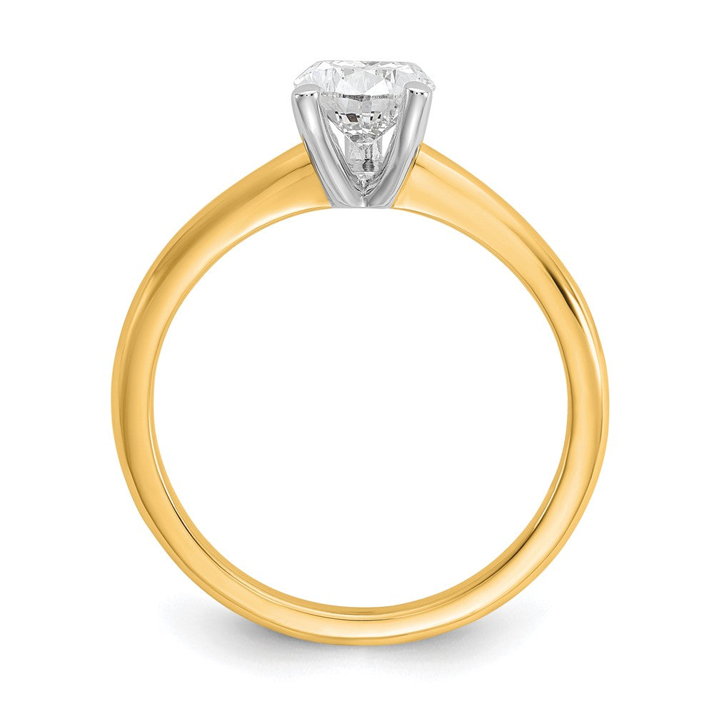 14K Two-Tone Gold Two-tone 1 carat Certified Lab Grown Diamond VS+ F+ Pear Solitaire Complete Engagement Ring