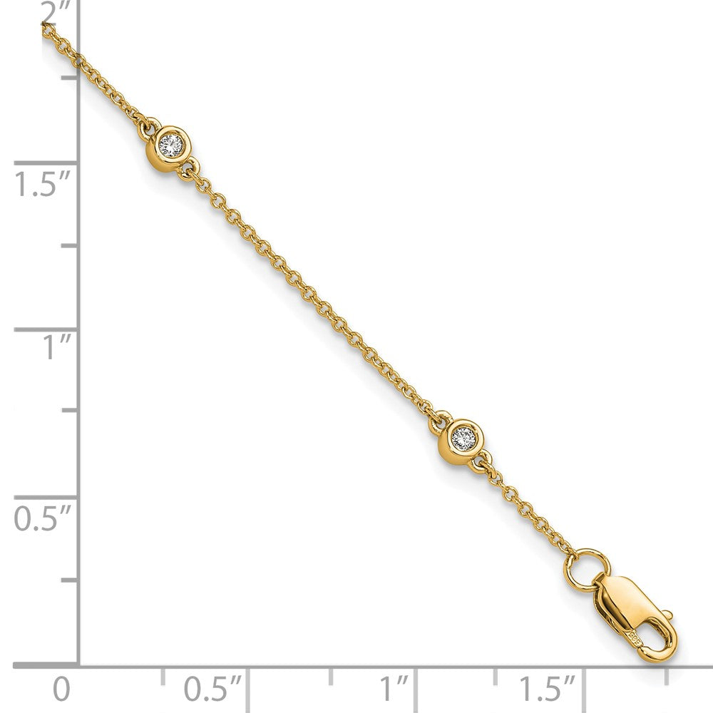 14K Yellow Gold Complete 1/8 carat Bezel-set Diamond and Cable Chain 5-Station 7 Inch Bracelet