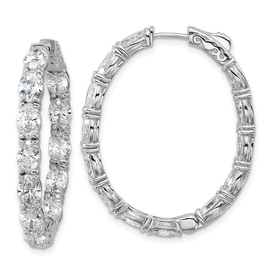 14K White Gold 8 5/8 carat Lab Grown Diamond VS+ F+ Oval and Round Complete In and Out Hoop Earrings