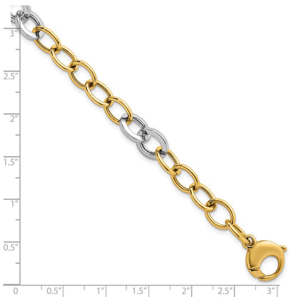14K Two-Tone Gold Two-tone Polished 9.75mm Fancy Circle Cable Chain 7.5 Inch Bracelet