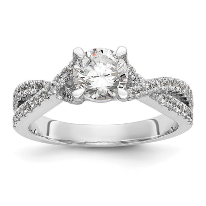 14K White Gold Criss-Cross (Holds 3/4 carat (5.8mm) Round Center) 3/8 carat Diamond Semi-mount Engagement Ring