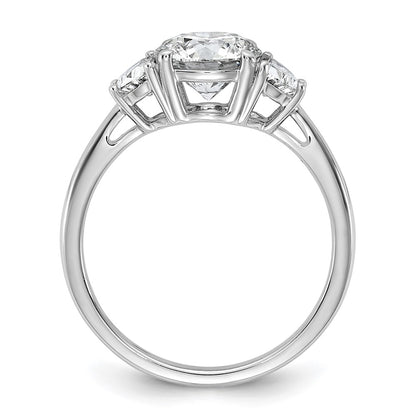 14K White Gold 1/2 carat Lab Grown Diamond VS/SI+ G+ 1 1/2 carat Center Round Semi Mount Three Stone Engagement Ring
