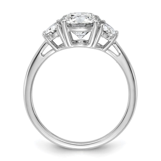 14K White Gold 1/2 carat Lab Grown Diamond VS/SI+ G+ 1 1/2 carat Center Round Semi Mount Three Stone Engagement Ring