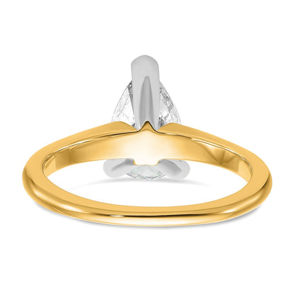 14K Two-Tone Gold Two-tone 1 1/2 carat Certified Lab Grown Diamond VS+ F+ Pear Solitaire Complete Engagement Ring