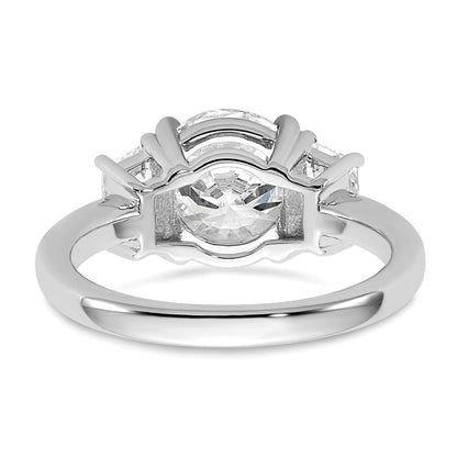 14K White Gold 3 1/2 carat Lab Grown Diamond VS+ F+ Trapezoid Sidestones Complete Engagement Ring