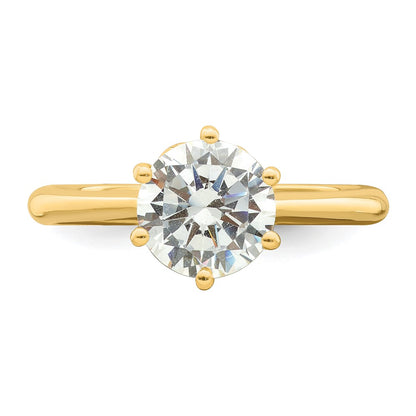 14K Yellow Gold (Holds 1.25 carat (7.50 mm) Round) 4-Prong with .03 carat Diamond Leaf Design Semi-Mount Engagement Ring