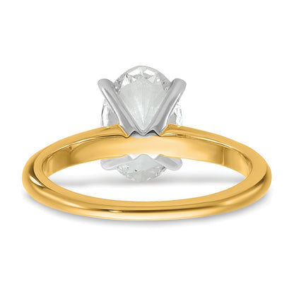 14K Two-Tone Gold 2 carat Lab Grown Diamond VS+ F+ Oval Complete Solitaire Engagement Ring