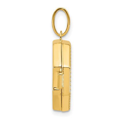14K Yellow Gold Polished with Beaded Border 18mm Octagon Shaped Locket