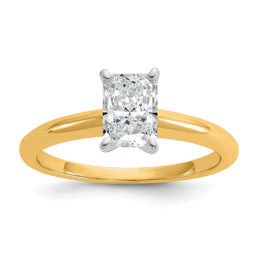 14K Two-Tone Gold Two-tone 1 carat Lab Grown Diamond VS+ F+ Radiant Solitaire Complete Engagement Ring