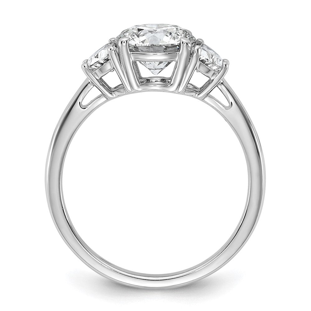 14K White Gold 2 carat Certified Lab Grown Diamond VS/SI+ G+ Round Complete Three Stone Engagement Ring