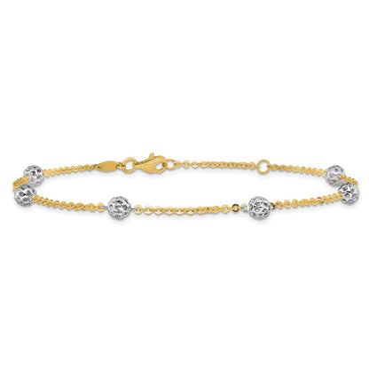 14K Two-Tone Gold Two-tone Polished and Diamond-cut Anklet