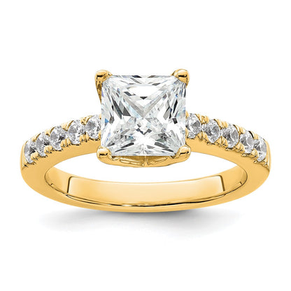 True Origin 14K Yellow Gold 3/8 carat Lab Grown Diamond VS+ F+ Semi-Mount Princess Engagement Ring